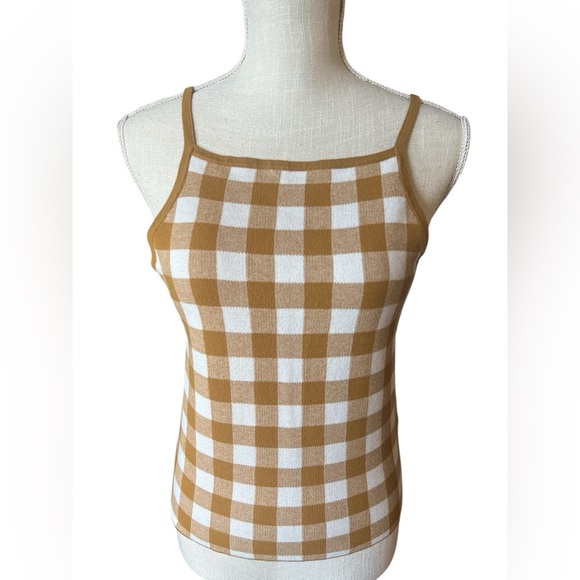 Madewell Mustard and White Checkered Tank Top. Sz/M - Picture 5 of 10